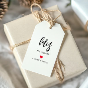 Etiqueta Para Presente Coração de Qualquer Cor Feliz Natal, Minimalista M