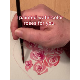 Etiqueta Para Presente Coração de Rosa em Aquarela Rosa Personalizado Dia