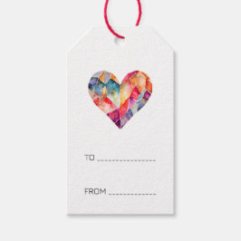 Etiqueta Para Presente Coração diamante em muitas cores