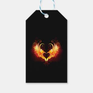 Etiqueta Para Presente Coração do Anjo Fogo com Asas