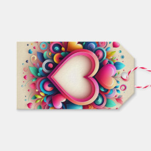 Etiqueta Para Presente Coração do Dia de os namorados Colorido Bonito