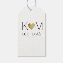 Etiqueta Para Presente coração dourado falso com casal, simples