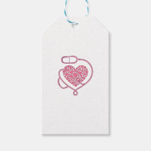 Etiqueta Para Presente Coração Estetoscópio Amor Médico Desenho de Camisa