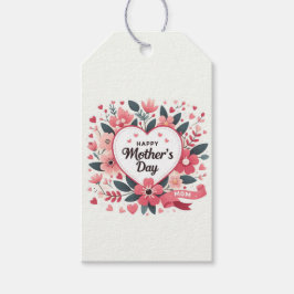 Etiqueta Para Presente Coração Floral Dia das Mães