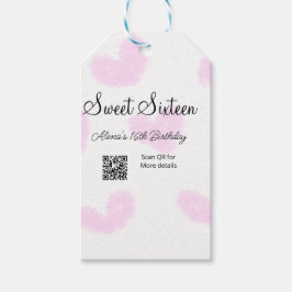 Etiqueta Para Presente Corações cor-de-água rosa QR Doce dezesseis anos