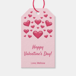 Etiqueta Para Presente Corações Cor-de-Rosa Feliz Dia dos Namorados & Tex