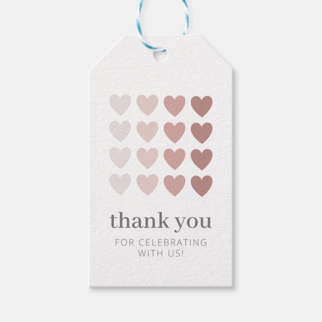 Etiqueta Para Presente Corações de Ombre Rosa (Frente)