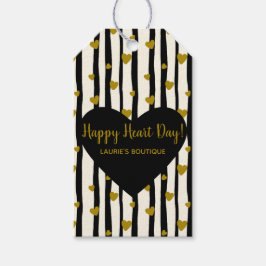 Etiqueta Para Presente Corações ouros E Fitas Negras