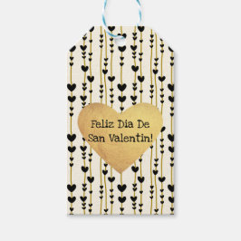 Etiqueta Para Presente Corações Pretos em Cordas de Ouro