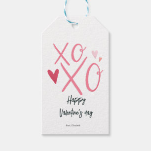 Etiqueta Para Presente Corações Rosa "XOXO" Feliz Dia dos Namorados