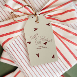 Etiqueta Para Presente Corações Vermelho Burgundy e Creme Mínimo no Dia d