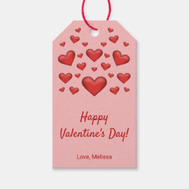 Etiqueta Para Presente Corações Vermelhos Feliz Dia dos Namorados & Texto
