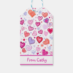 Etiqueta Para Presente Corações Vibrantes   Colorido   Personalizar De &P