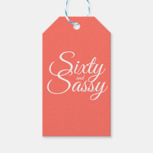 Etiqueta Para Presente Coral 60 e 60th aniversário Sassy
