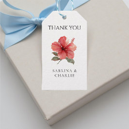 Etiqueta Para Presente Coral Red Hibiscus Tropical Destination Wedding 