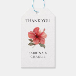 Etiqueta Para Presente Coral Red Hibiscus Tropical Destination Wedding