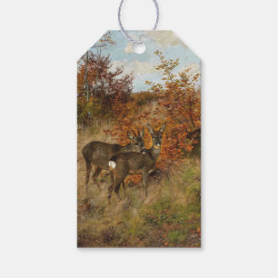 Etiqueta Para Presente Corça com Folhas de Outono Animais Selvagens Vinta