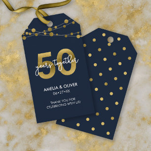 Etiqueta Para Presente Cordas azuis do aniversário de casamento das luze
