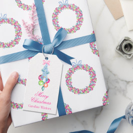 Etiqueta Para Presente Cores d'água, Natal Coloridos, Tinsel & Baubles