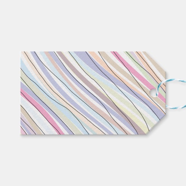 Etiqueta Para Presente Cores de Pastel ondulado (Frente (horizontal))