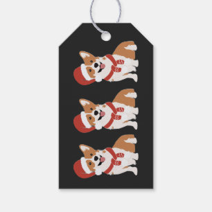 Etiqueta Para Presente Corgi de Natal Sofisticado Preto Carvão