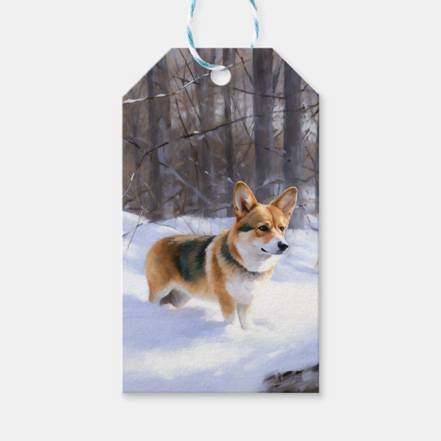 Etiqueta Para Presente Corgi Deixe Nevar Natal (Frente)
