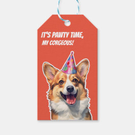 Etiqueta Para Presente Corgi, é hora da Festa de aniversário.