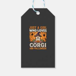 Etiqueta Para Presente Corgi Halloween Bruxa Menina Horror Vintage