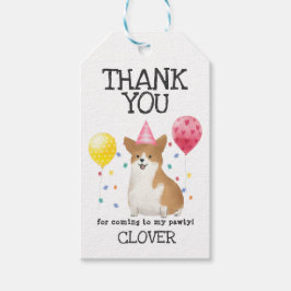 Etiqueta Para Presente Corgi Pawty Dog Aniversário Obrigado Por Dar Uma E