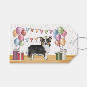Etiqueta Para Presente Corgue Galês Pembroke Tricolor Preto Feliz Anivers