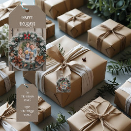 Etiqueta Para Presente Coroa de Casa de Campo Natal Família Personalizáve
