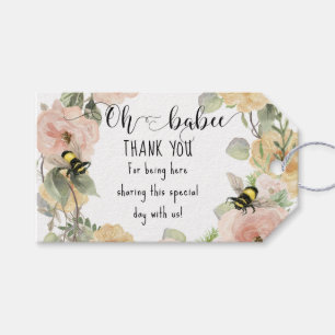 Etiqueta Para Presente Coroa de Flores Oh Bebê Chuveiro Abelha Bumblebee