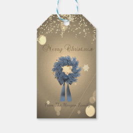 Etiqueta Para Presente Coroa de Natal Azul de Festa de Fim de Ano , Confe