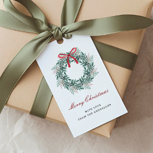 Etiqueta Para Presente Coroa de Natal Festiva Feriado