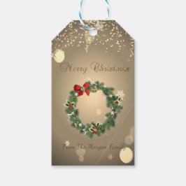 Etiqueta Para Presente Coroa de Natal Festivo, Confete