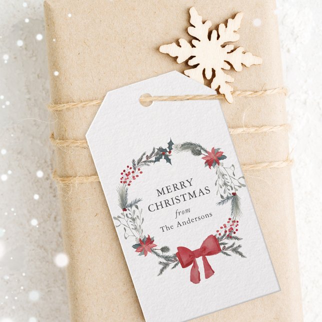 Etiqueta Para Presente Coroa de Natal Rústica Férias (Criador carregado)
