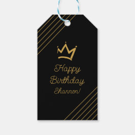 Etiqueta Para Presente Coroa Dourada de Aniversário Elegante