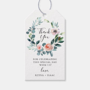 Etiqueta Para Presente Coroa Floral Jardim Luxuriante Casamento Obrigado
