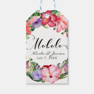 Etiqueta Para Presente Coroa Floral Tropical de Aloha Festa de Lua Casame