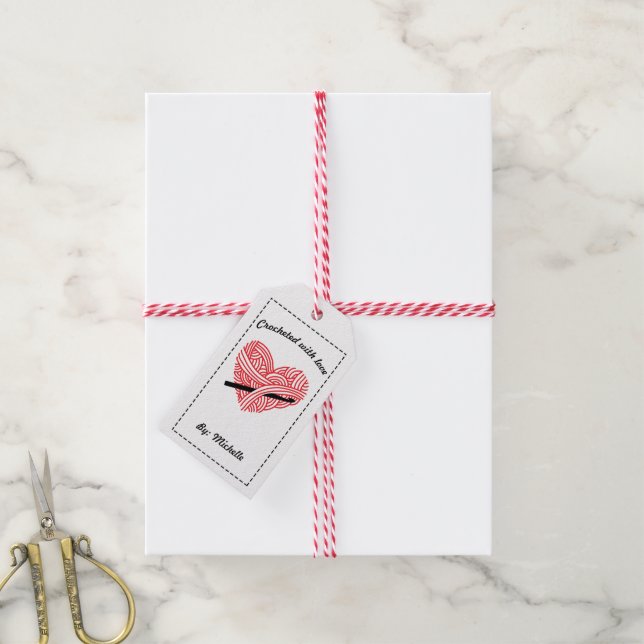 Etiqueta Para Presente Cortado com Compro de Instruções de Amor/Cuidados (Com cordão)