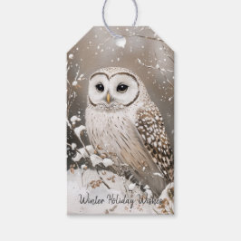 Etiqueta Para Presente Coruja da Floresta Inverno Natal