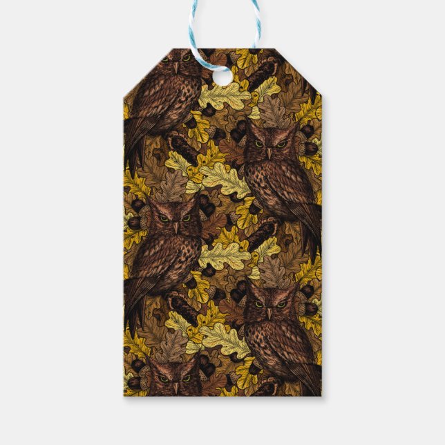 Etiqueta Para Presente Corujas de outono (Frente)