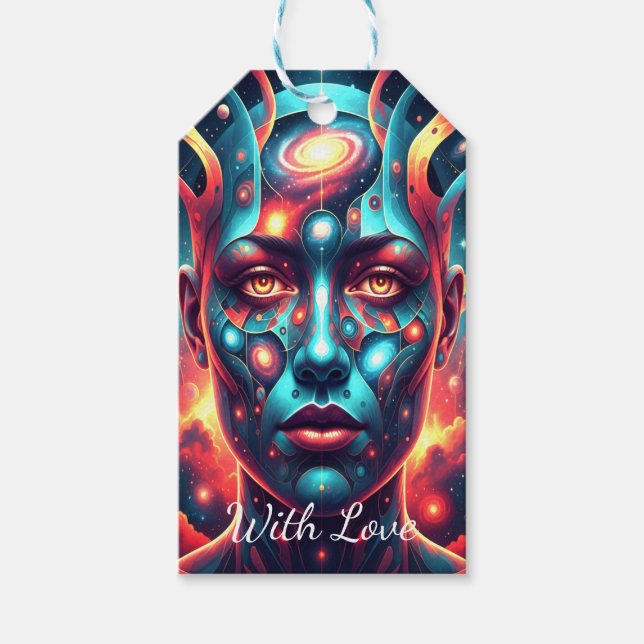 Etiqueta Para Presente Cosmic+Mosaic+Face (Frente)