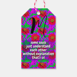 Etiqueta Para Presente Cota e Monograma da Irmã Floral | Especial