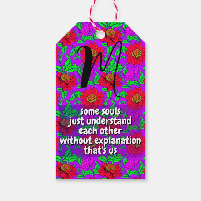 Etiqueta Para Presente Cota Irmã Floral e Monograma | Especial (Frente)