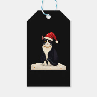 Etiqueta Para Presente Cottagecore Tuxedo Cat Funny Xmas Aesthetic Santa