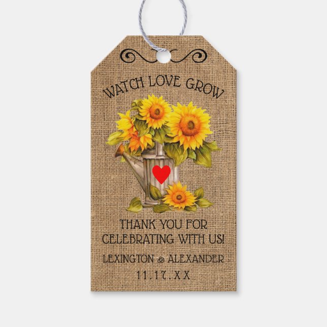 Etiqueta Para Presente Country Sunflower Seeds Casamento Guest Tag | (Frente)