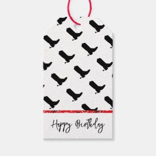 Etiqueta Para Presente Cowboy Boots Spurs Silhouette Bandana Texto Ociden