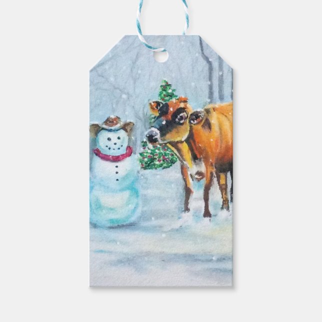 Etiqueta Para Presente Cowboy Snowman Natal (Frente)