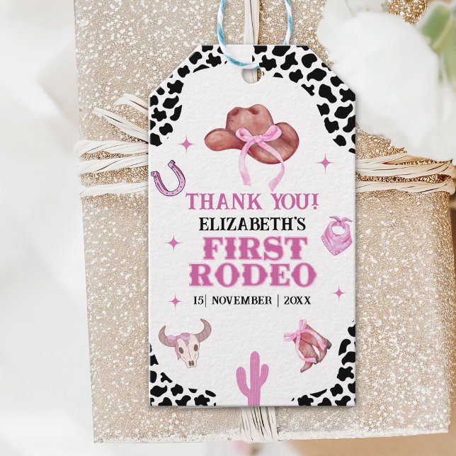 Etiqueta Para Presente Cowgirl First Rodeo Birthday – Western Style (Criador carregado)